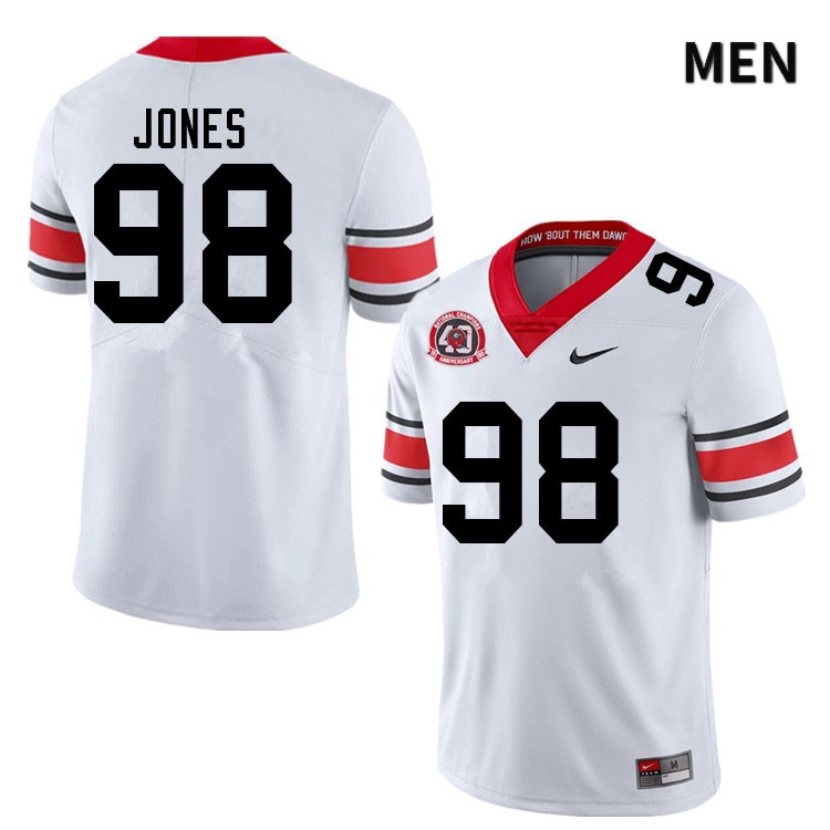 Georgia Bulldogs Men's Noah Jones #98 White 1980 National Champions 40th Anniversary Stitched College UGA Football Jersey 23MU010FQ